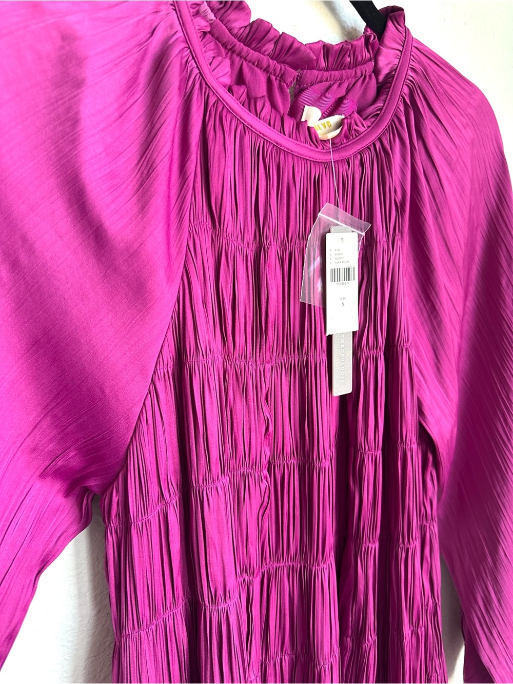 Maeve Anthropologie Tasha Smocked pleated purple Mini Dress Small NWT bohemian - Picture 8 of 15